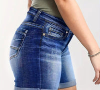 High-waisted, Stretchy Denim Capri Pants In Plus Sizes