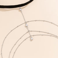 Beach Faux Pearl Rhinestone Fringe Body Chain