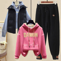 Forest-style Fleece-Lined Sweater Set A Street-Style Three-Piece Outfit For Women This FallWinter