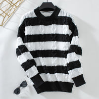Retro Loose Round Neck Twisted Sweater Top