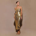Womens Golden 3D Floral Tube Dress