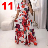 European And American-style Fashion Digital-print Maxi Dress
