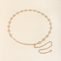 Women's Rhinestone Hollowed-out Metal Waist Chain Circle Gold Silver Chain Shiny Senior Sense Of Everything Dress