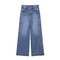 Women's High Waist Baggy Straight Trousers Jeans