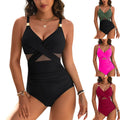 Women's Fashion One-piece Pure Color Mesh Swimsuit Bikini