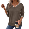Womens Short-Sleeve Sweater Simple Elegant Solid-Color Knit Top