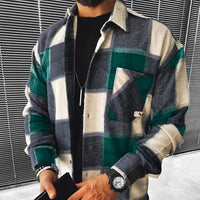 Velvet Padded Shirt 3D Digital Printing Geometric Lapel