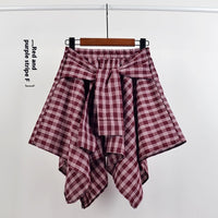 College Style Plaid Irregular Dance Skirt