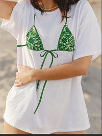 Women's Printed Loose Short-Sleeve Crew-Neck Top