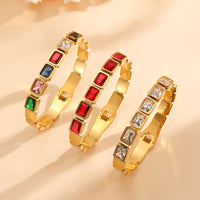 Fashionable Titanium Steel Vacuum-Plated Square Diamond Bracelet