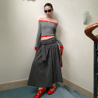 Side Strap Design Loose Back Smocking Elastic One-piece Two-piece Skirt