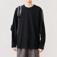 Men's Round Neck Thickened Inner Bottoming Shirt Solid Color Loose-fitting Versatile Top