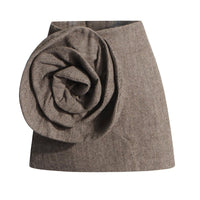 Elegant Style High Waist A- Line Skirt Fashionable Three-dimensional Flower Stitching Design Short Skirt