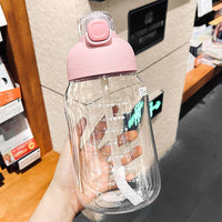Cute Large Capacity Plastic Straw Water Bottle
