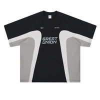 Mens American Retro Racing Club Patchwork Crewneck Short-Sleeve T-Shirt