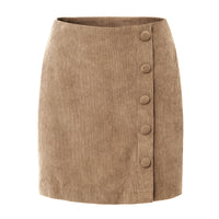 Fabric Button Zipper Short High Waist Slim Fit Pencil Skirt
