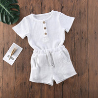 Children's Cotton And Linen Short Sleeve Suit Summer Light Thin And Loose Breathable Gown