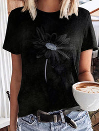 Animal Floral Shading Round-neck Comfortable Printed Short Sleeve