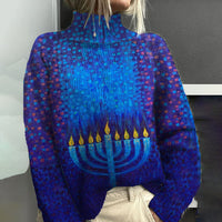 New 3D-printed Loose-fitting High-neck Top For Fallwintercross-border Style Casual Off-shoulder Design For Women