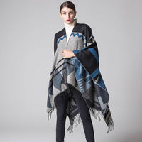 Bohemian tassels Europe and the United States long thickening cashmere autumn and winter national wind travel split shawl cloak