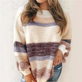 Striped Contrast Color Temperament Youthful-looking Sweater