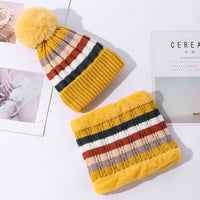 Women's Color Matching Striped Thick Warm Knitted Hat