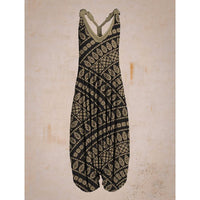 Printed Loose Large Size Haren Pants Beach Suspender Jumpsuit