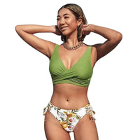 Sexy Halter Bikini Women's Split Lace-up Swimsuit