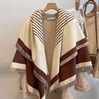 Thick Reversible Faux Cashmere Striped Scarf
