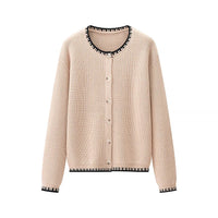 Women's Design Color Matching Button Knitted Long Sleeve Sweater Coat