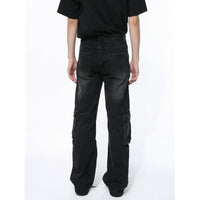 Vintage Zipper Design Multi-pocket Workwear Jeans