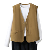 Cotton-Linen V-Neck Sleeveless Chic Womens Vest
