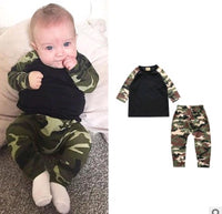 European and American baby clothes spring and autumn long-sleeved T-shirt letter print stripe set