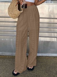 Embroidered Casual Elastic-waist Trousers Versatile And Easy To Style
