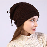 Fleece Knitted Wrap Head Pile Hat Women's Confinement Hat