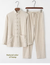 Cotton And Linen Tang Suit Vintage Loose Set