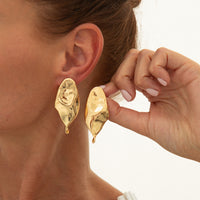 Liquid Metal Pleated Flower Stud Earrings