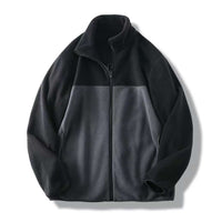 Polar Fleece Zipper Jacket Jacket Fleece Sweater Coat Color Contrast Patchwork