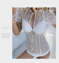 Lace cut out one piece swimsuit