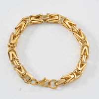 Machinelike Gold Mens Bracelet With A Curved Plate And Mesh Designstylish Hip-hop Wristband