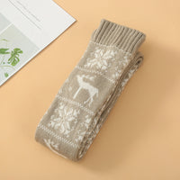 Women Long Socks Christmas Women Knitted Cotton Woolen Stocking Warm Thigh High Over The Knee Cute Deer Printing Socks Twist Cable Crochet