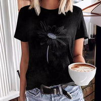 Animal Floral Shading Round-neck Comfortable Printed Short Sleeve