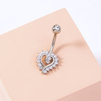 New Product Simple Micro-inlaid Heart-shaped Belly Button Nail Zircon