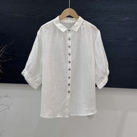 Artistic Versatile Breathable Solid Color Linen Women's Shirt