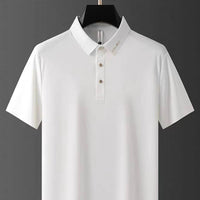 Summer Seamless Adhesive Ice Silk Polo Shirt Men