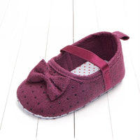 Baby Girl Solid Color Toddler  0-6-12 Months Non-slip Shoes Bow