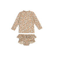 Girls' Sunscreen Long Sleeve Split Sling Swimsuit