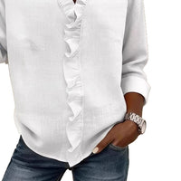 Ruffled Long Sleeve Cotton Shirt