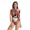 Body tissue print one-piece triangle swimsuit