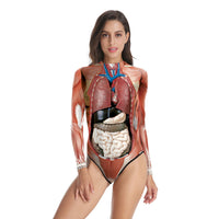 Body tissue print one-piece triangle swimsuit
